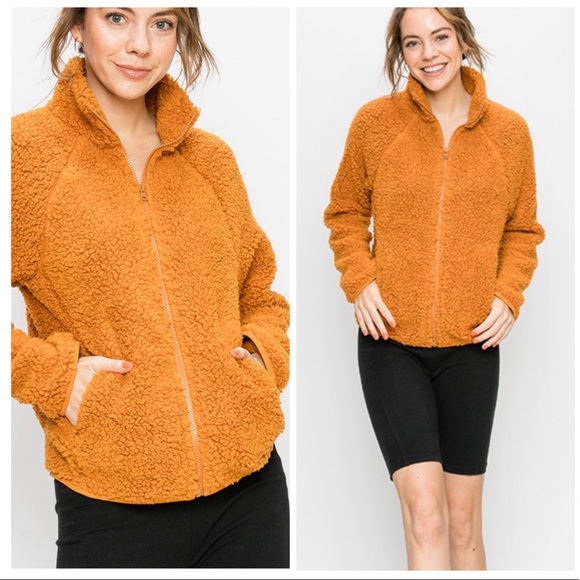 1 LEFT 🧡 Brown Sherpa Fuzzy Jacket🧡 - Picture 2 of 3